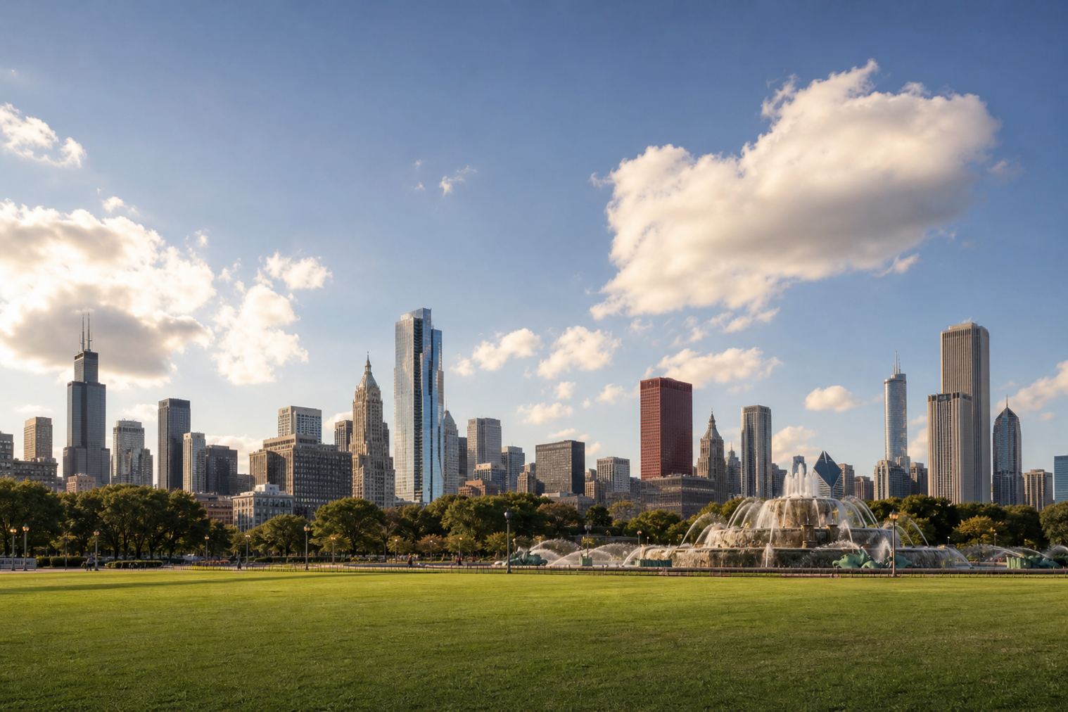 Chicago skyline and lakefront in Cook County, Illinois