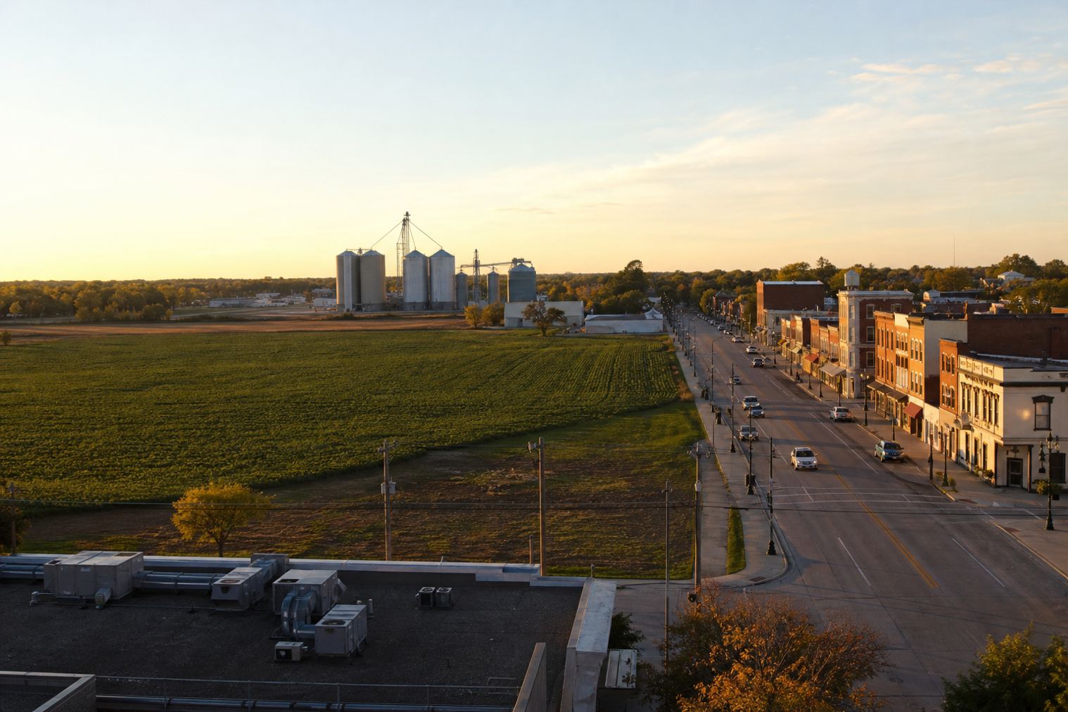 Will County Illinois landscape and nearby town